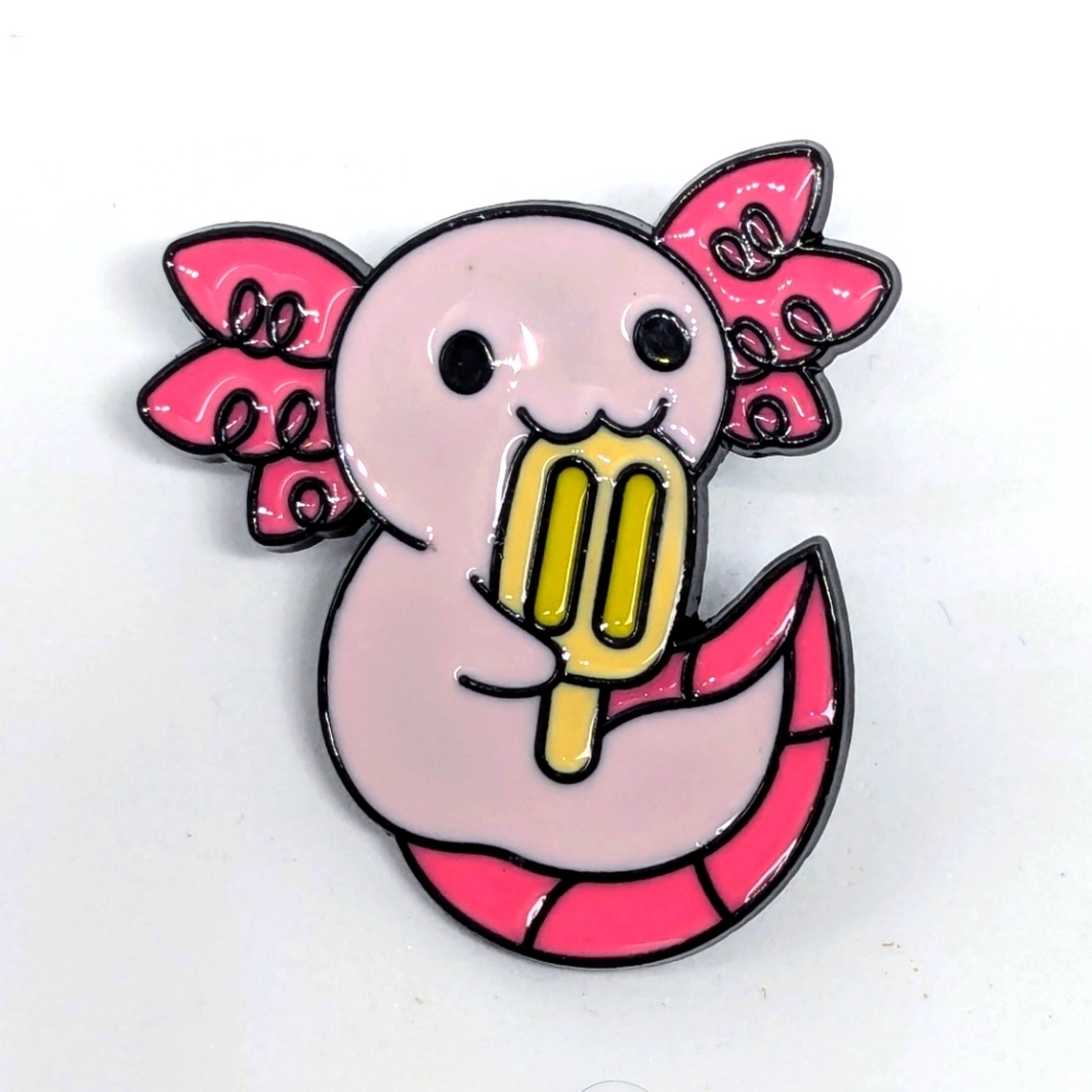 Adorable Axolotl Eating a Popsicle Pin